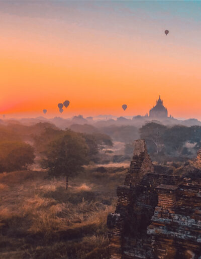 Couché soleil Temples - Bagan, Birmanie